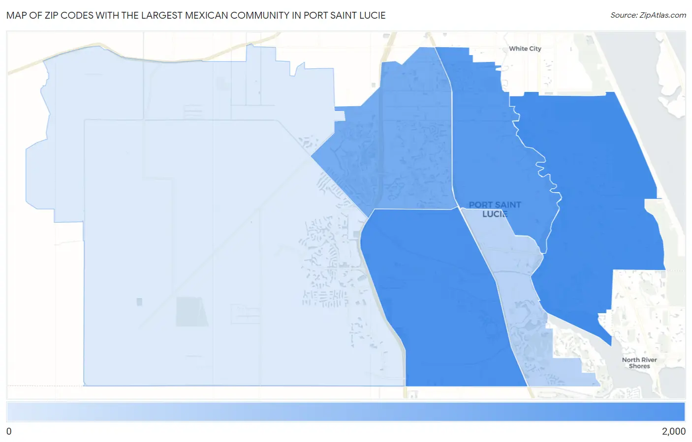 Zip Codes with the Largest Mexican Community in Port Saint Lucie Map
