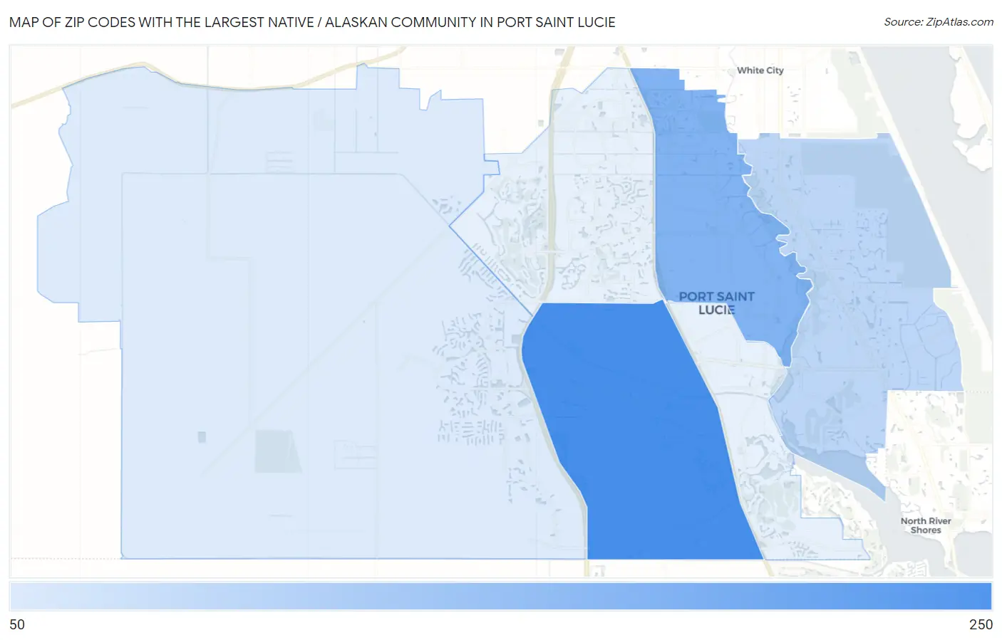 Zip Codes with the Largest Native / Alaskan Community in Port Saint Lucie Map