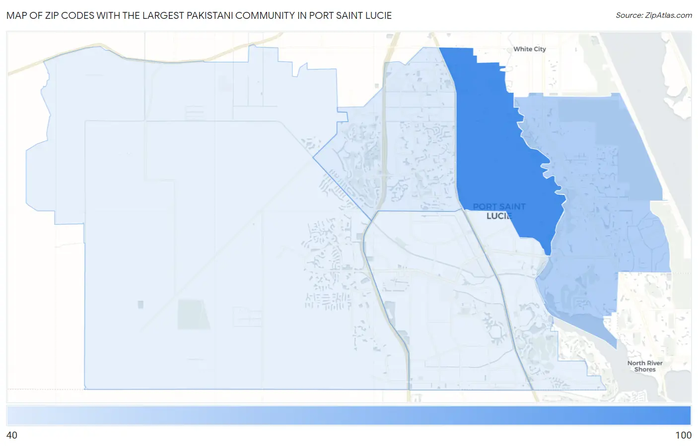 Zip Codes with the Largest Pakistani Community in Port Saint Lucie Map