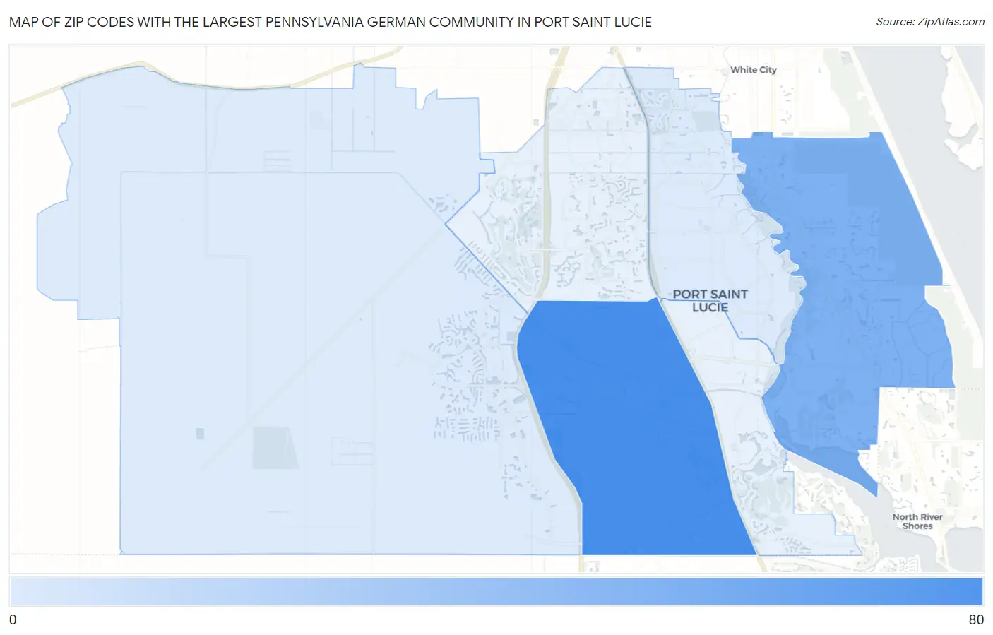 Zip Codes with the Largest Pennsylvania German Community in Port Saint Lucie Map