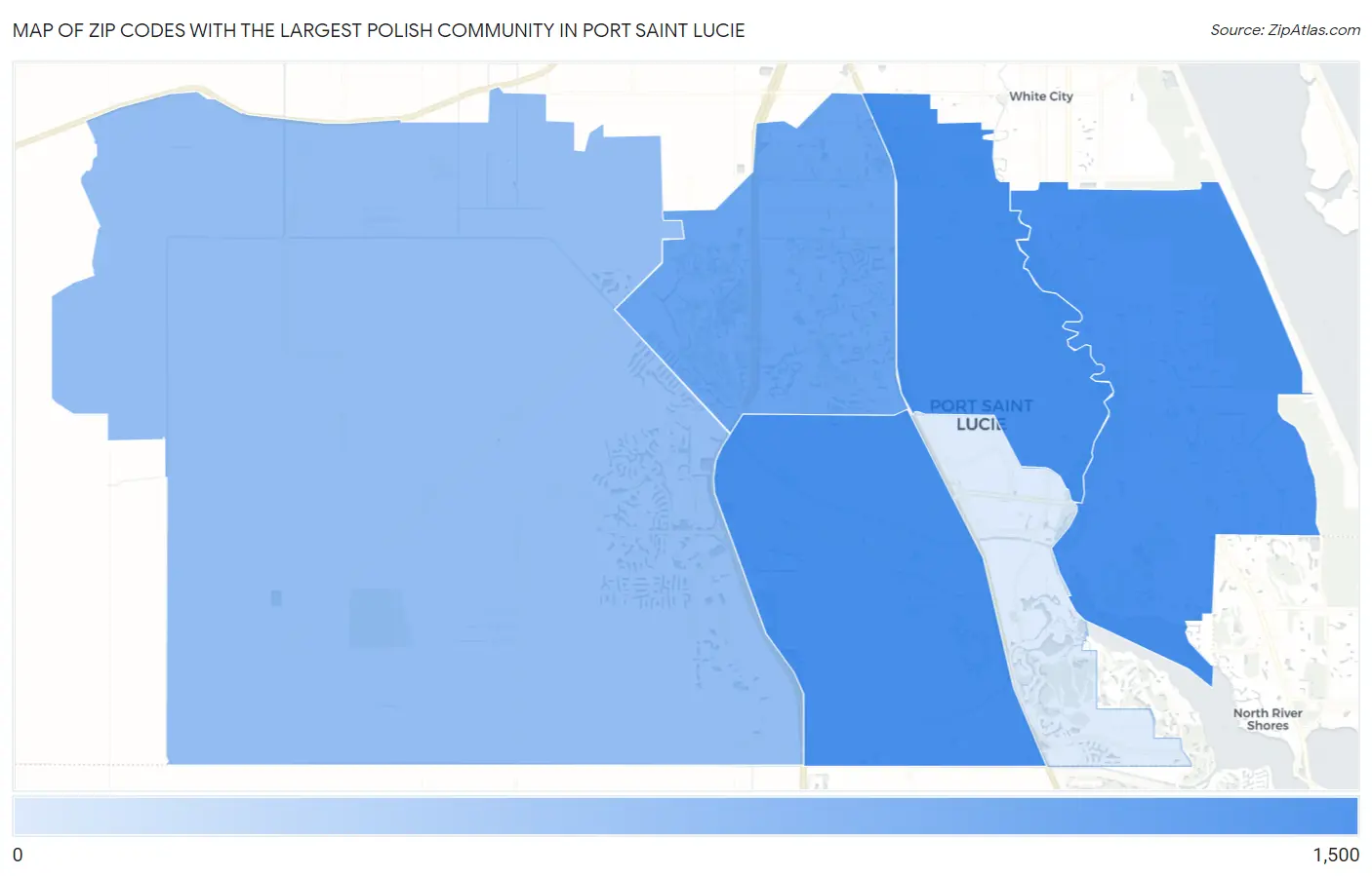 Zip Codes with the Largest Polish Community in Port Saint Lucie Map