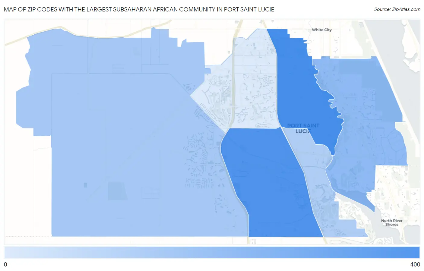 Zip Codes with the Largest Subsaharan African Community in Port Saint Lucie Map