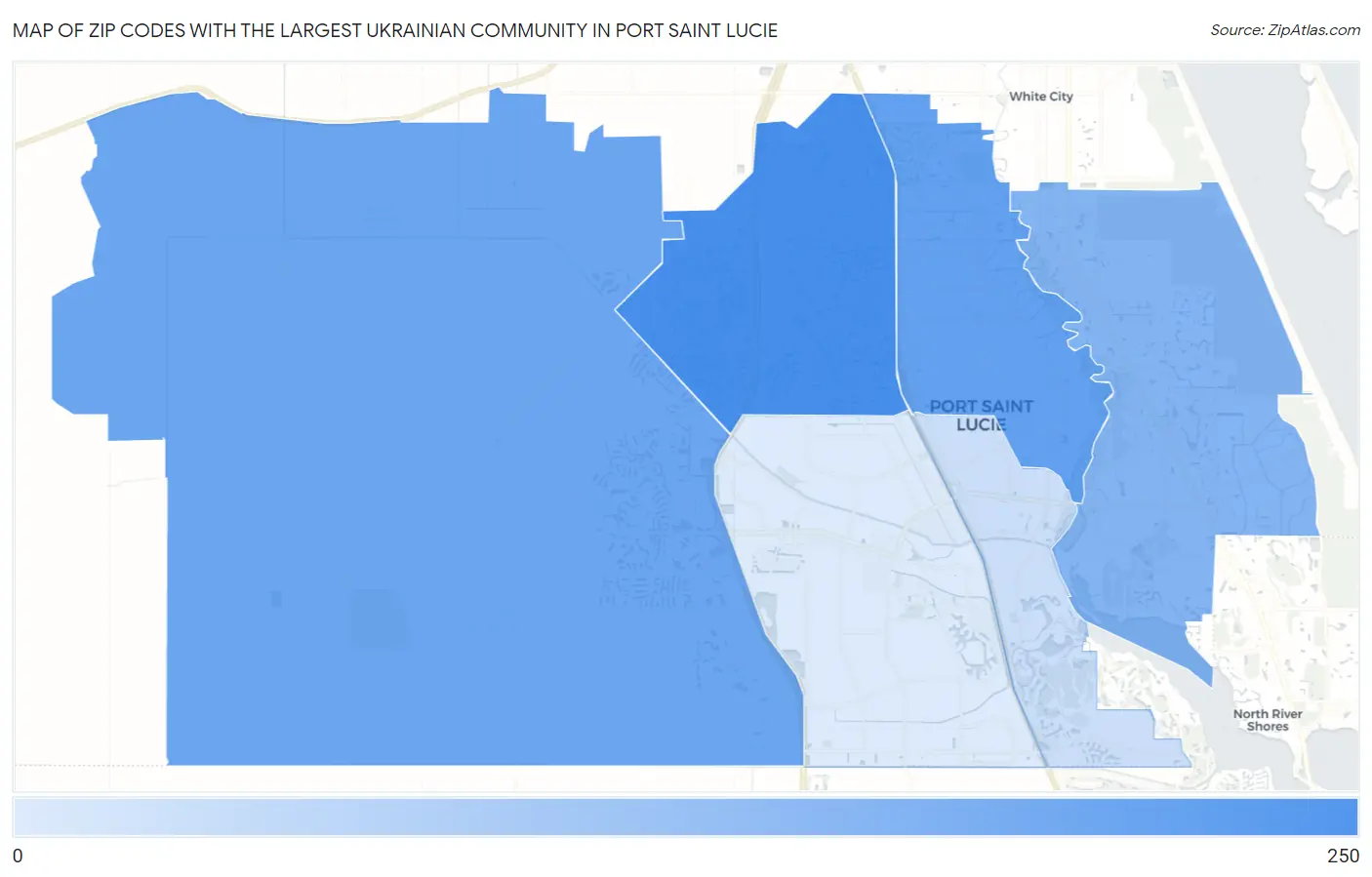 Zip Codes with the Largest Ukrainian Community in Port Saint Lucie Map