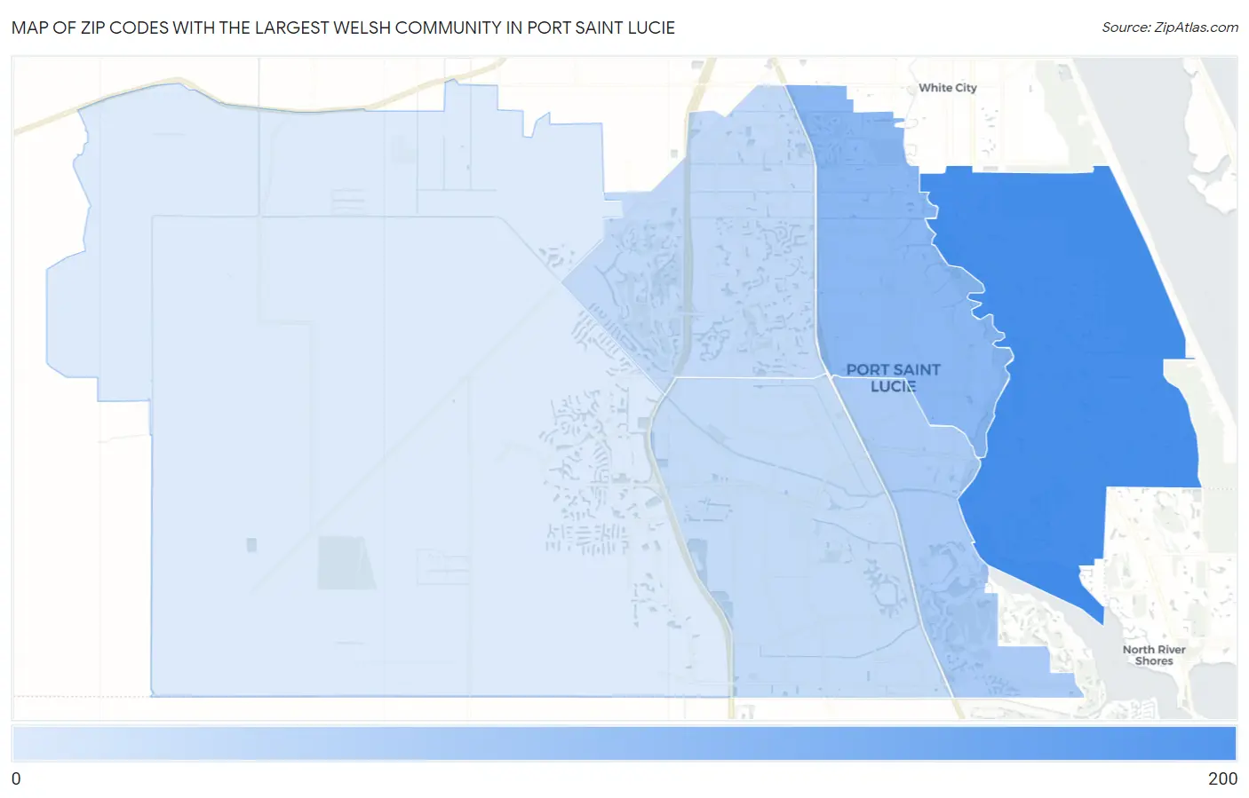 Zip Codes with the Largest Welsh Community in Port Saint Lucie Map