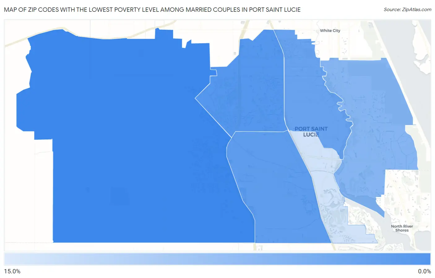 Zip Codes with the Lowest Poverty Level Among Married Couples in Port Saint Lucie Map