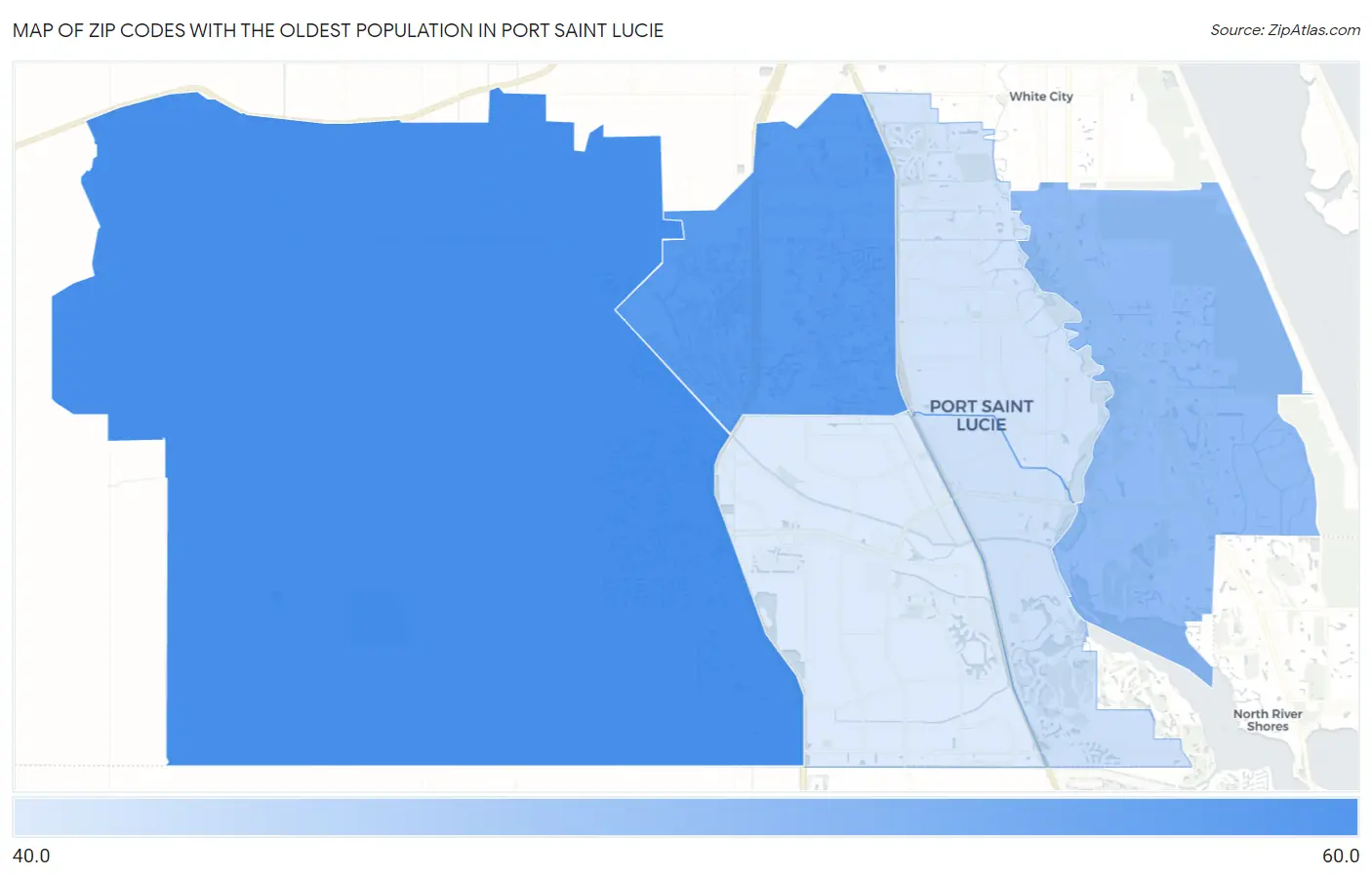 Zip Codes with the Oldest Population in Port Saint Lucie Map