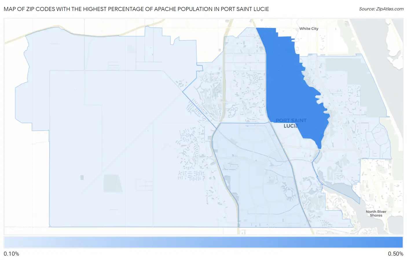 Zip Codes with the Highest Percentage of Apache Population in Port Saint Lucie Map