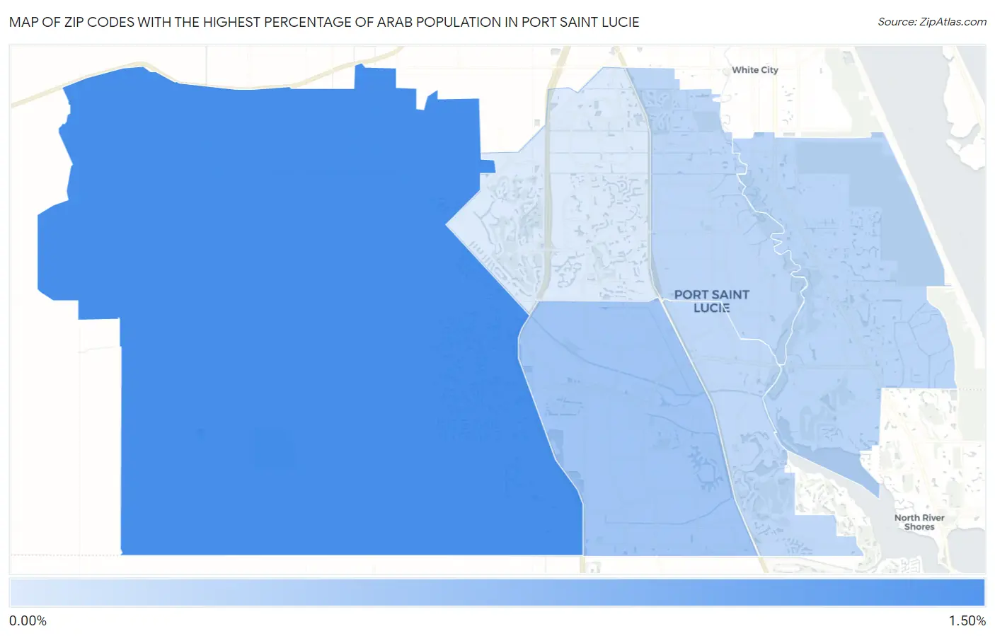 Zip Codes with the Highest Percentage of Arab Population in Port Saint Lucie Map