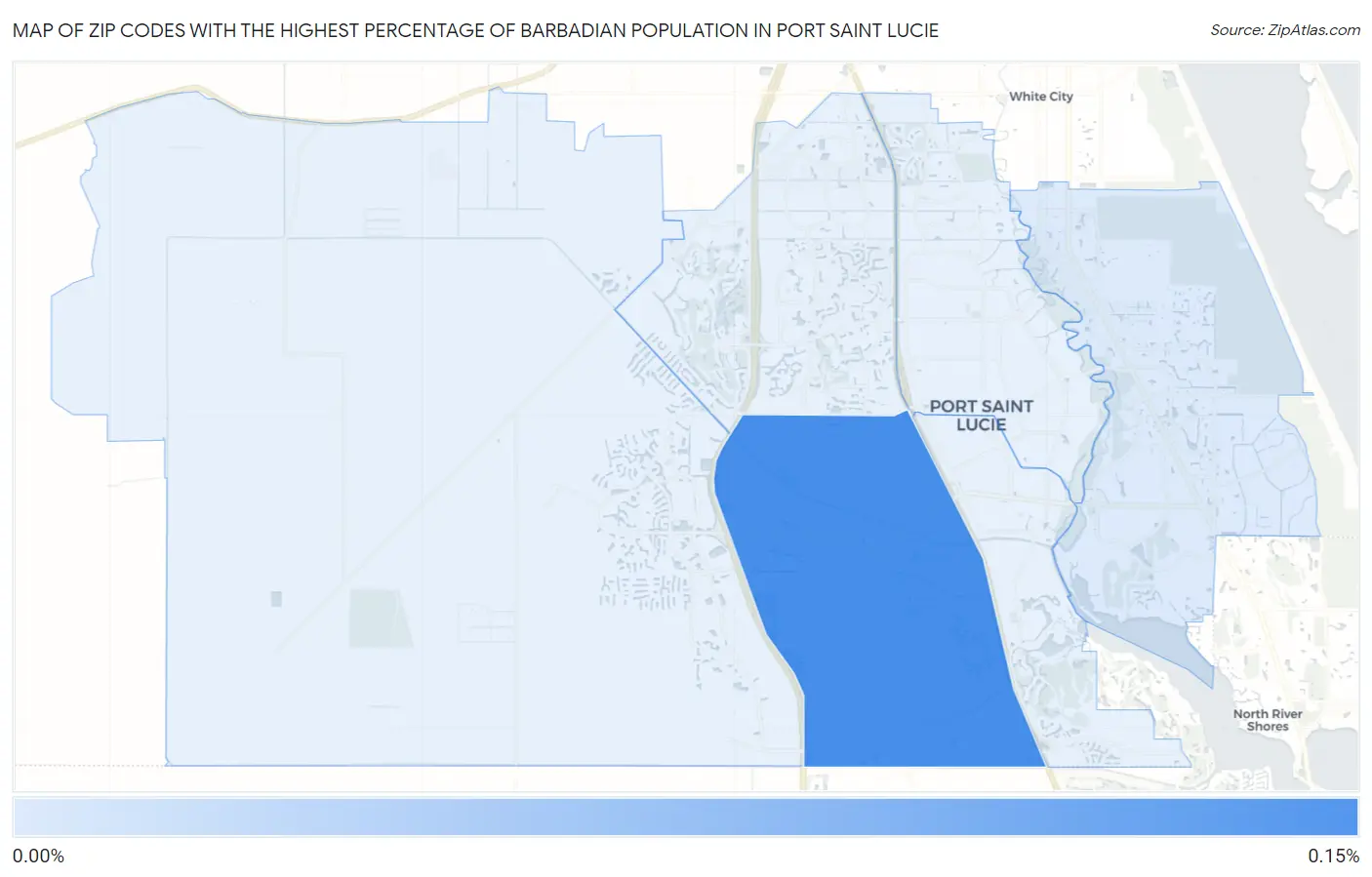 Zip Codes with the Highest Percentage of Barbadian Population in Port Saint Lucie Map