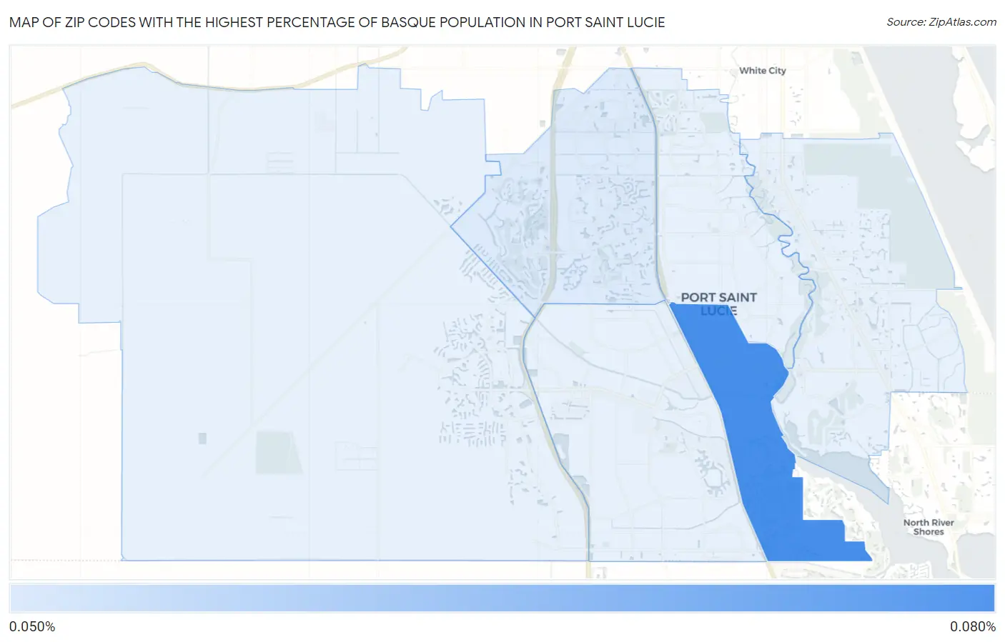 Zip Codes with the Highest Percentage of Basque Population in Port Saint Lucie Map