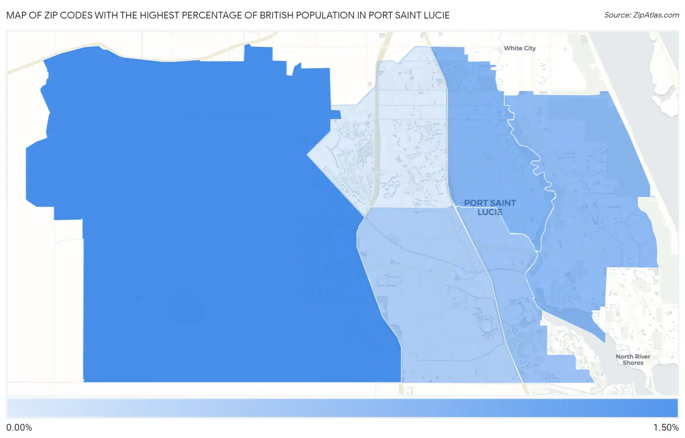 Zip Codes with the Highest Percentage of British Population in Port Saint Lucie Map
