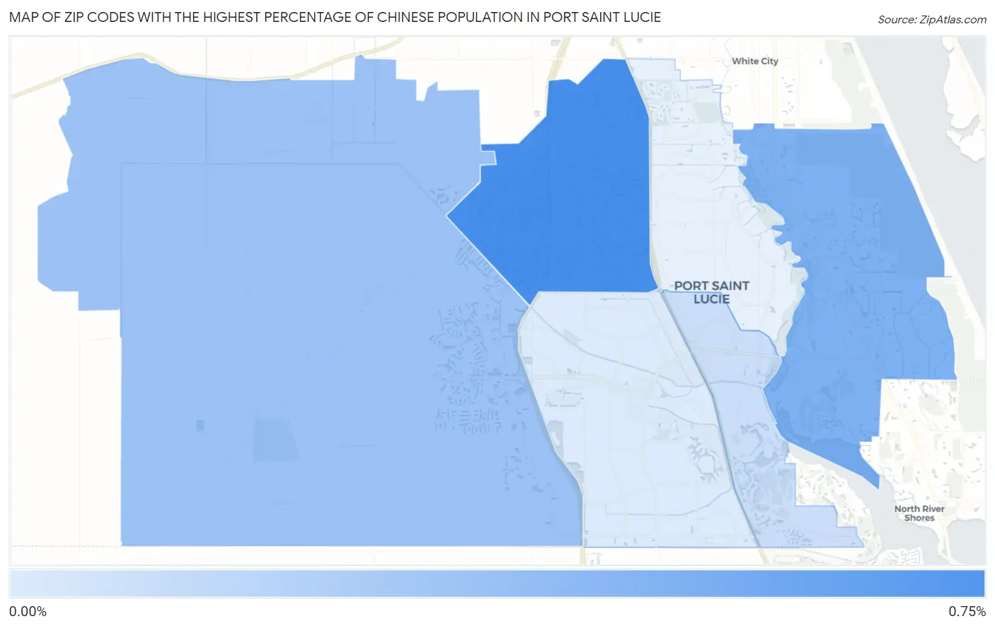 Zip Codes with the Highest Percentage of Chinese Population in Port Saint Lucie Map