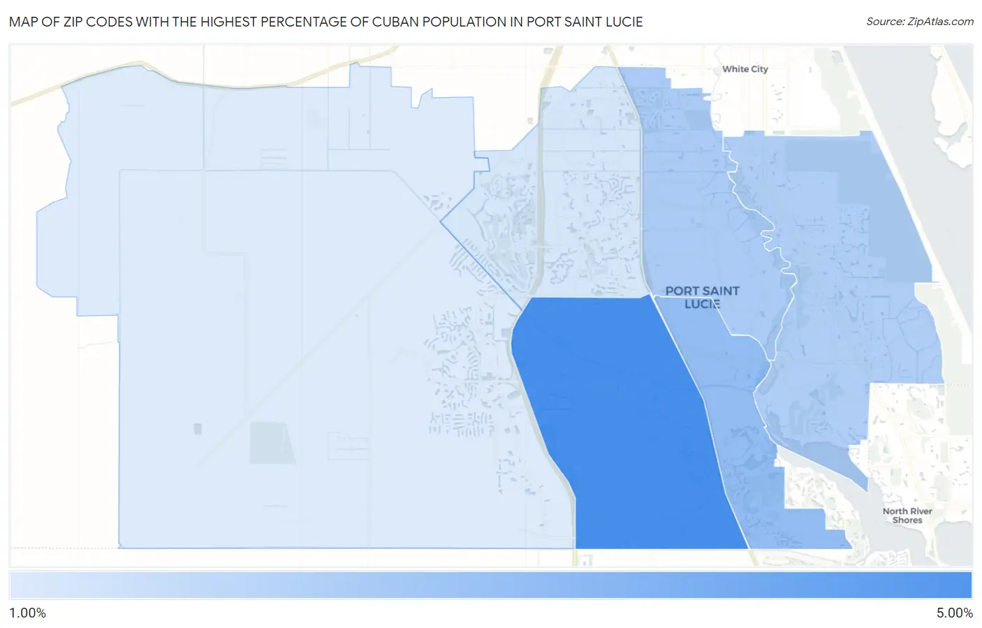 Zip Codes with the Highest Percentage of Cuban Population in Port Saint Lucie Map