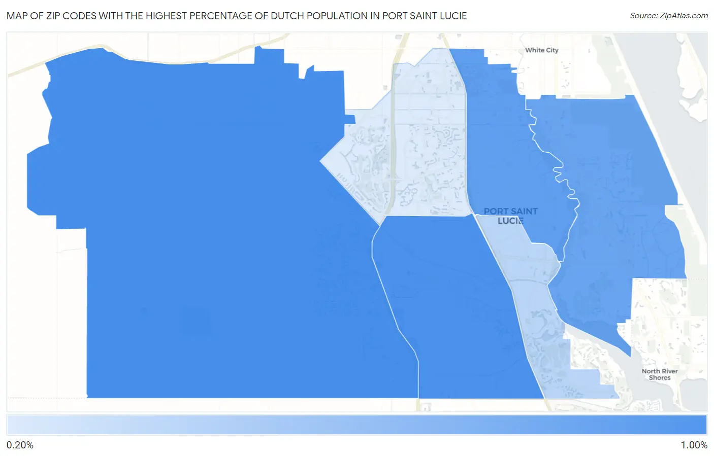 Zip Codes with the Highest Percentage of Dutch Population in Port Saint Lucie Map