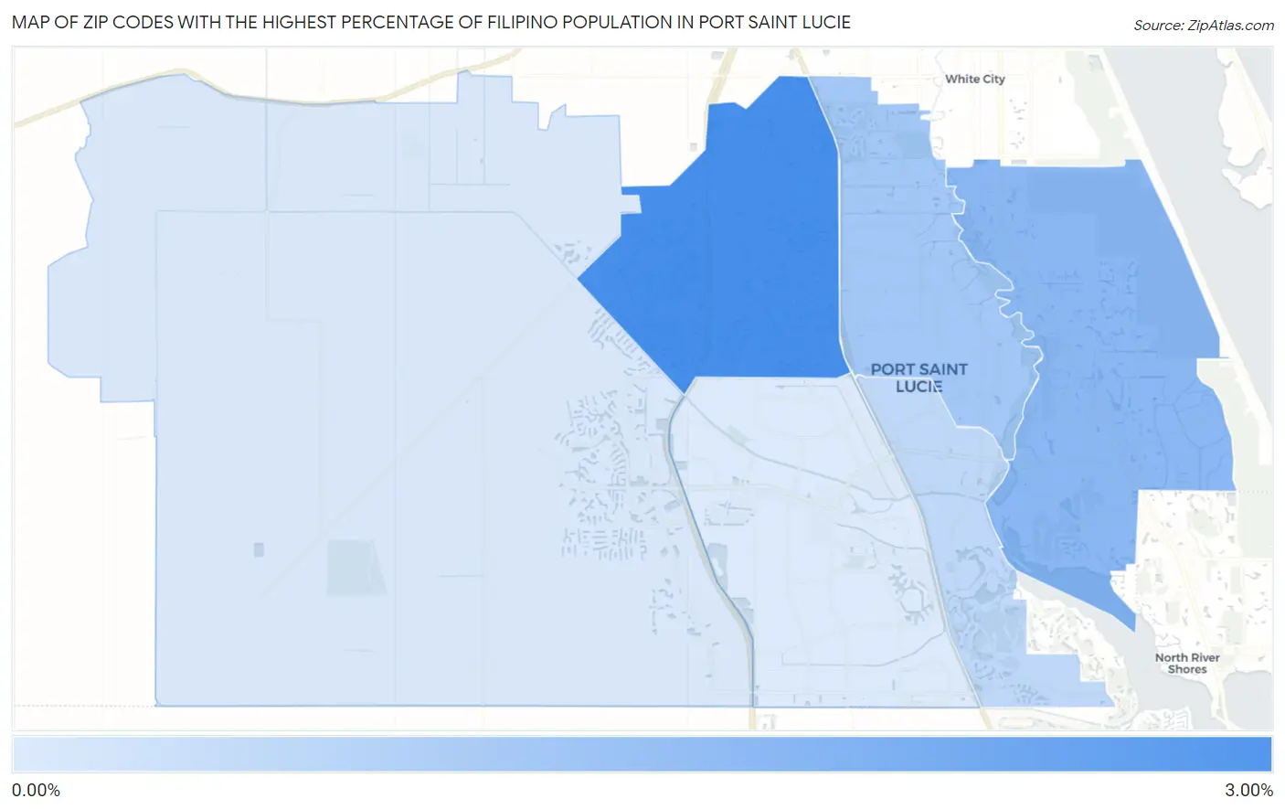 Zip Codes with the Highest Percentage of Filipino Population in Port Saint Lucie Map