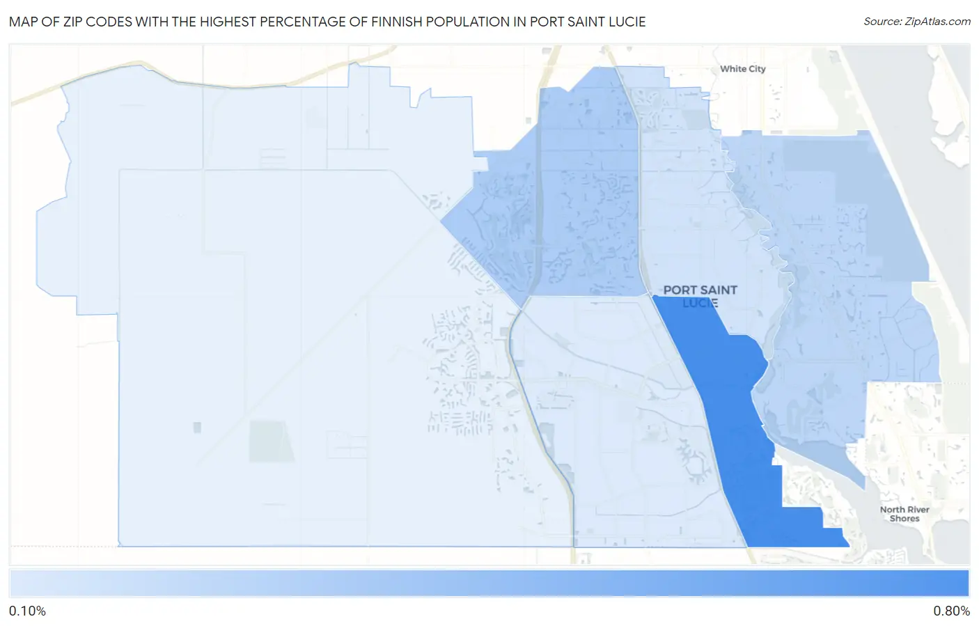 Zip Codes with the Highest Percentage of Finnish Population in Port Saint Lucie Map