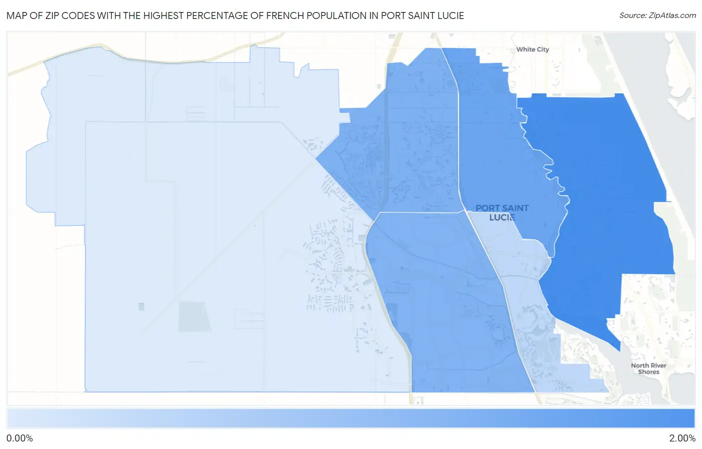 Zip Codes with the Highest Percentage of French Population in Port Saint Lucie Map