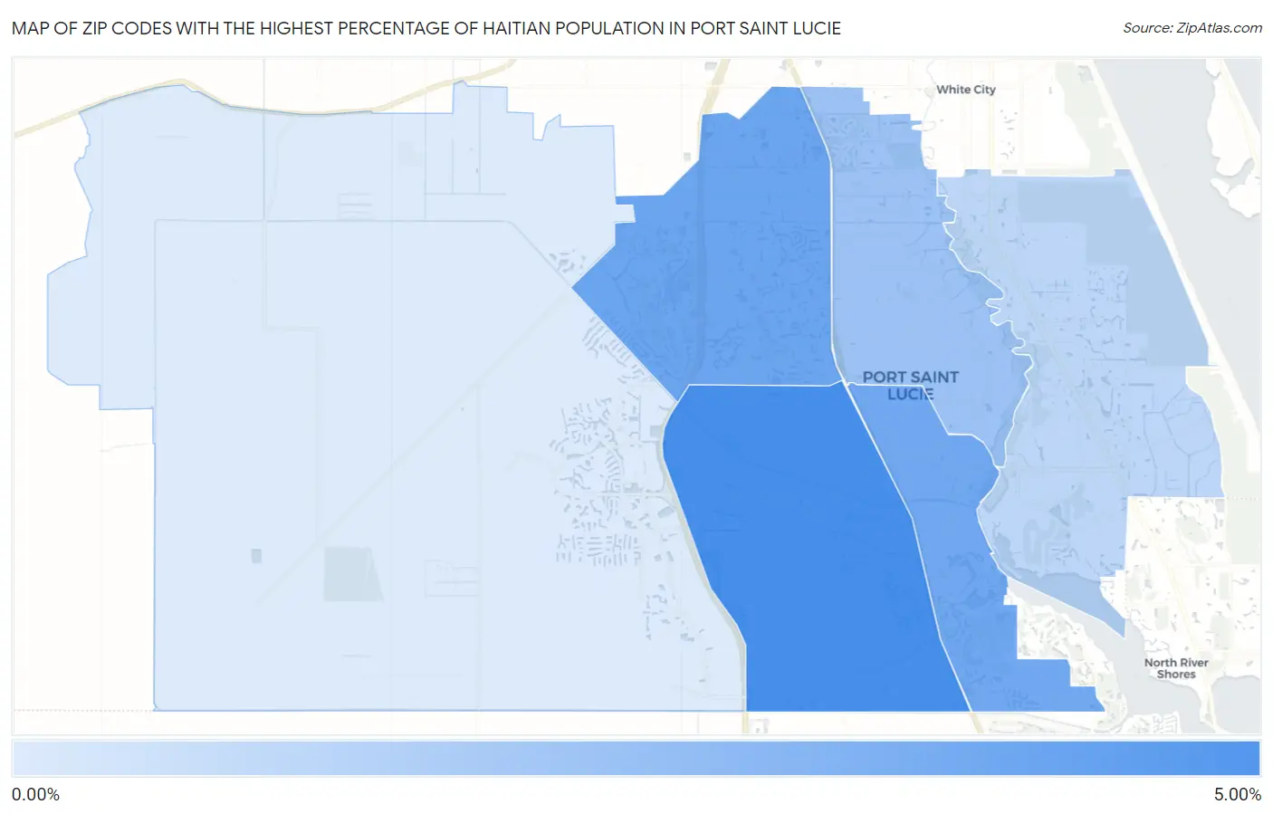 Zip Codes with the Highest Percentage of Haitian Population in Port Saint Lucie Map