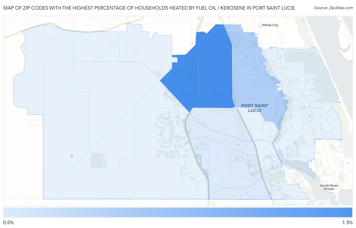 Zip Codes with the Highest Percentage of Households Heated by Fuel Oil / Kerosene in Port Saint Lucie Map