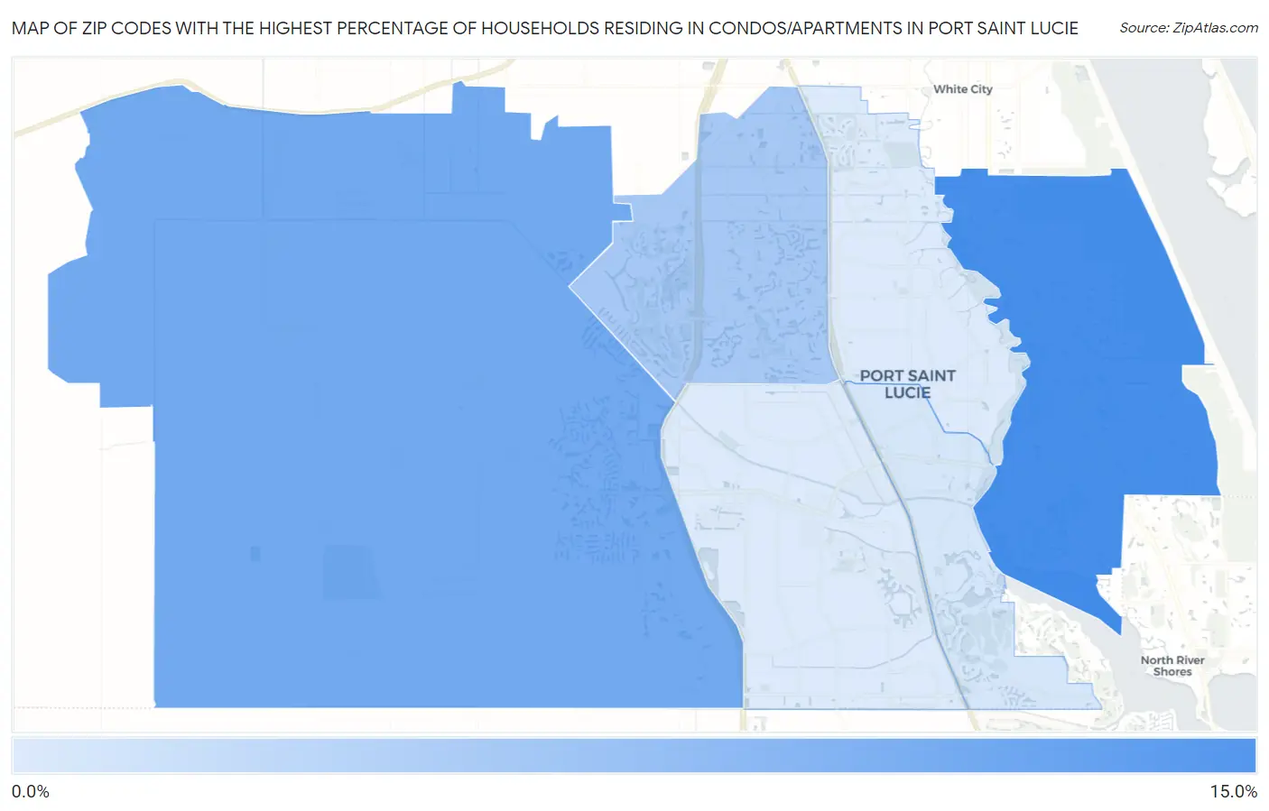 Zip Codes with the Highest Percentage of Households Residing in Condos/Apartments in Port Saint Lucie Map