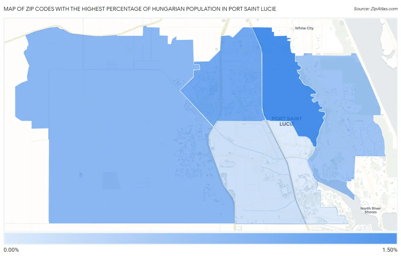 Zip Codes with the Highest Percentage of Hungarian Population in Port Saint Lucie Map