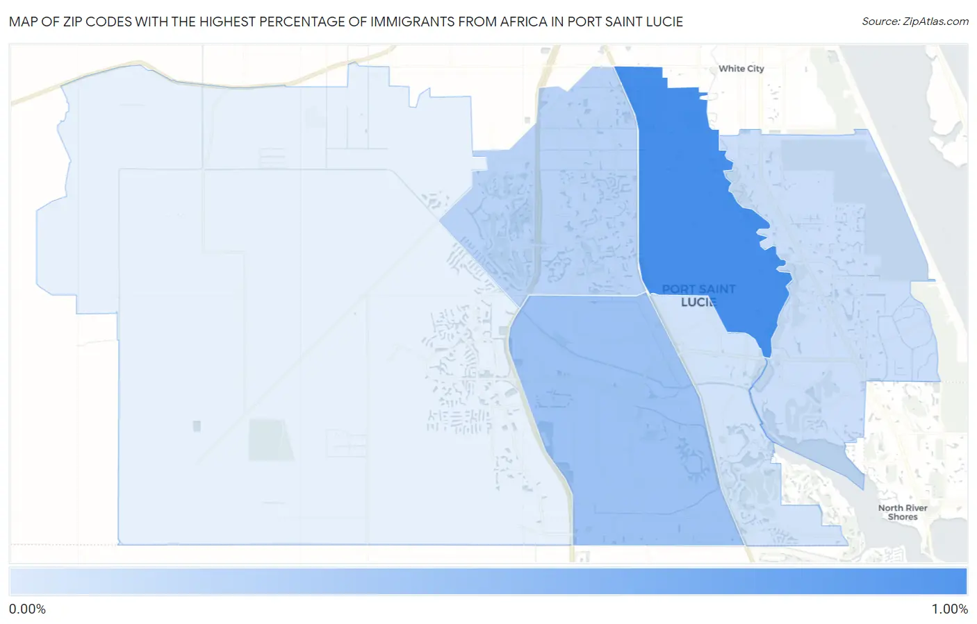 Zip Codes with the Highest Percentage of Immigrants from Africa in Port Saint Lucie Map