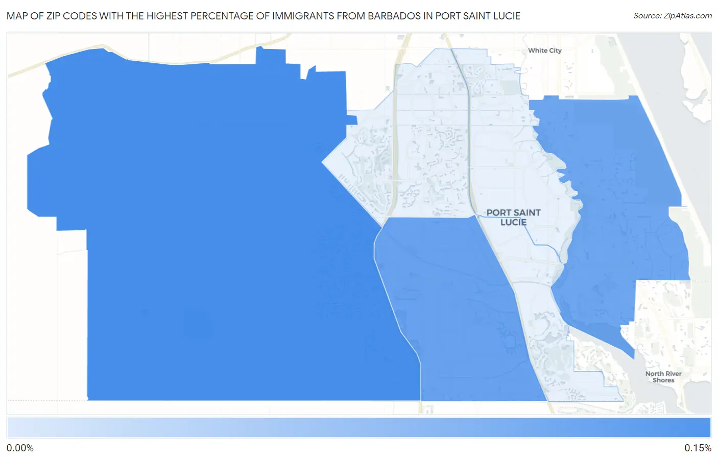 Zip Codes with the Highest Percentage of Immigrants from Barbados in Port Saint Lucie Map