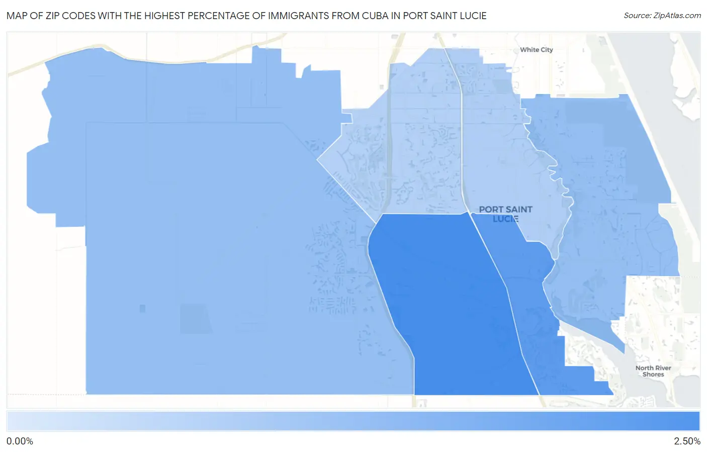 Zip Codes with the Highest Percentage of Immigrants from Cuba in Port Saint Lucie Map