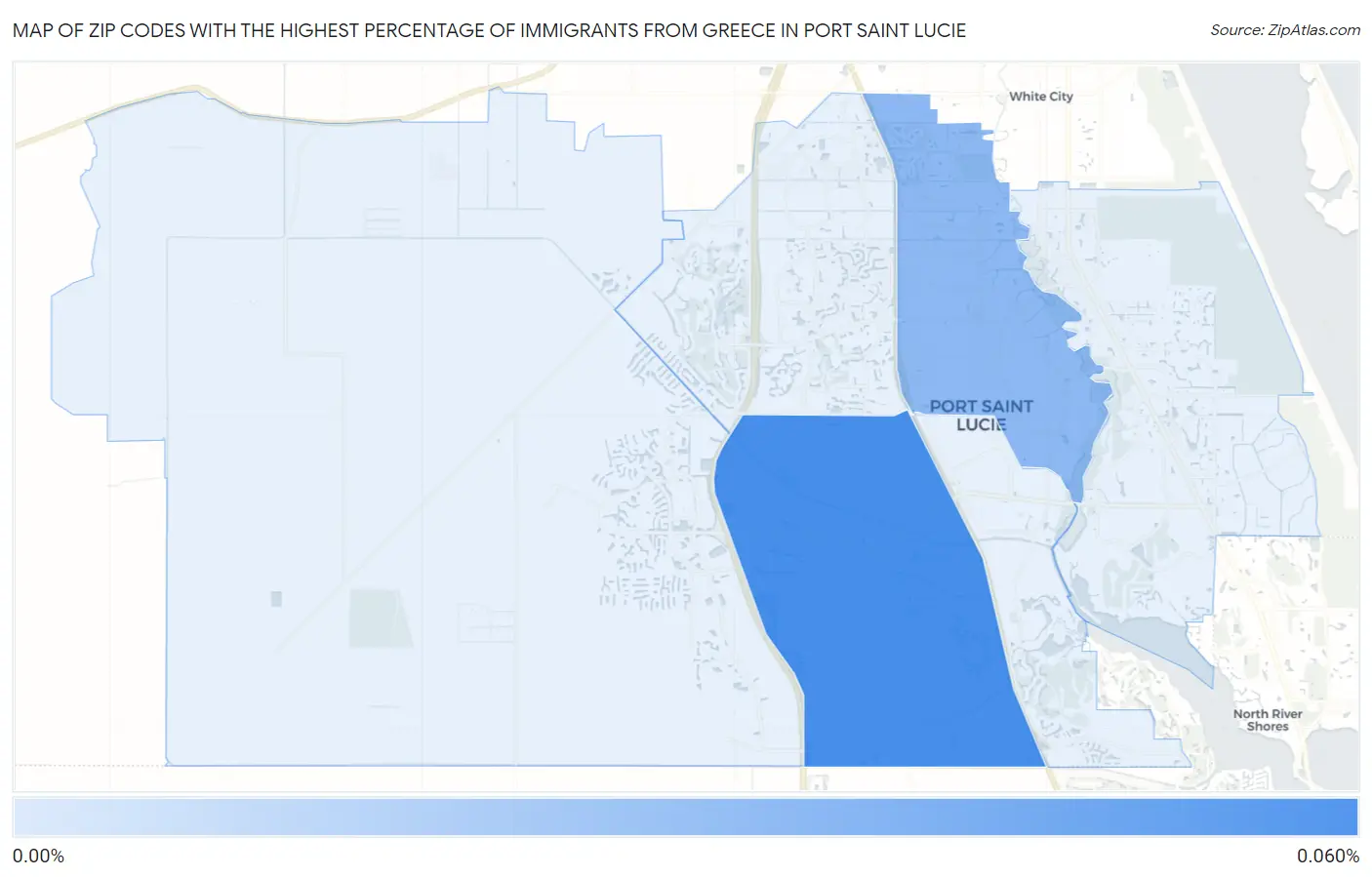 Zip Codes with the Highest Percentage of Immigrants from Greece in Port Saint Lucie Map