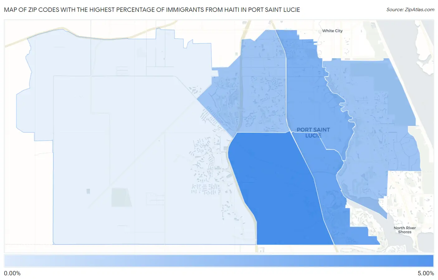 Zip Codes with the Highest Percentage of Immigrants from Haiti in Port Saint Lucie Map
