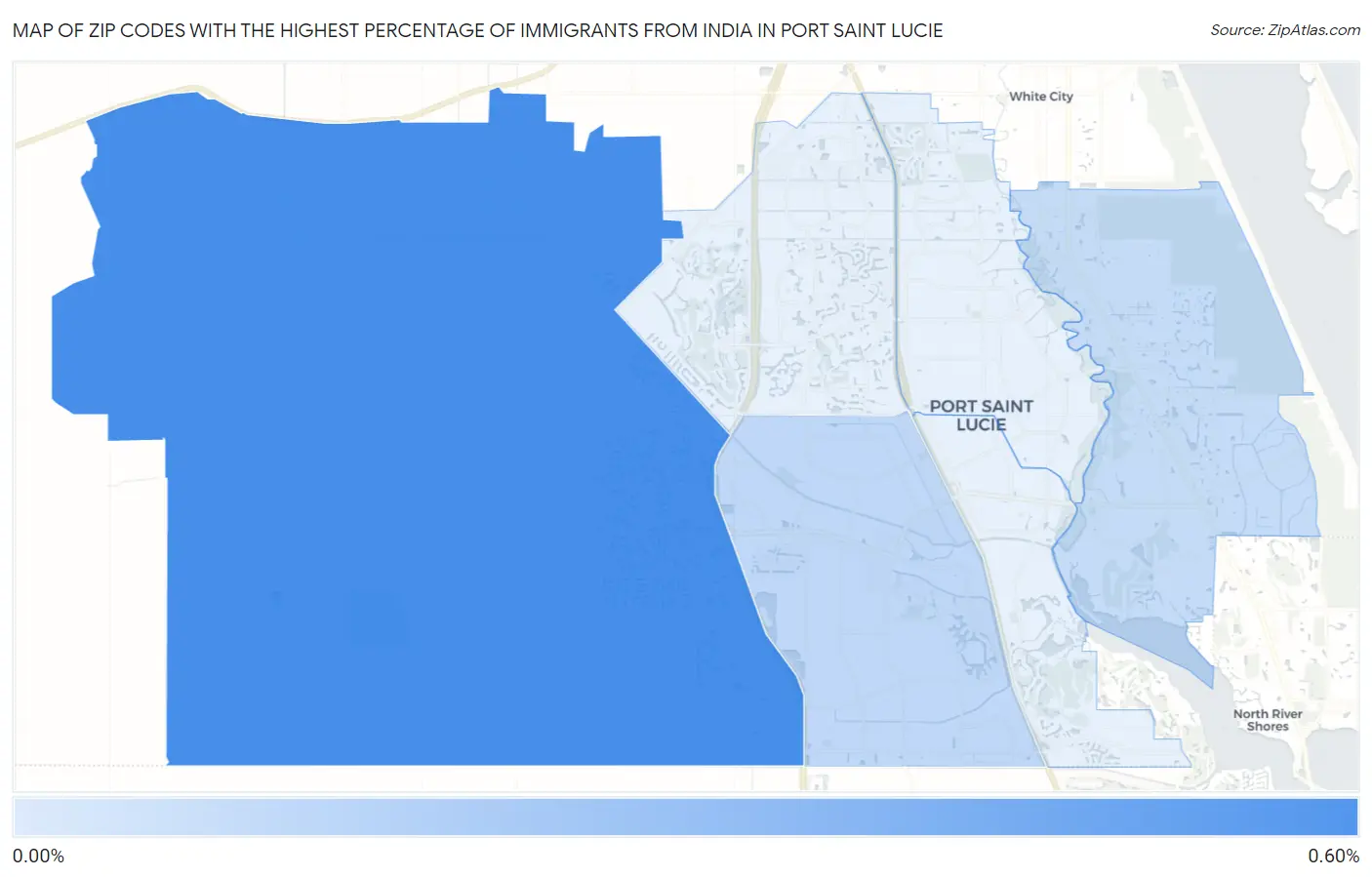 Zip Codes with the Highest Percentage of Immigrants from India in Port Saint Lucie Map