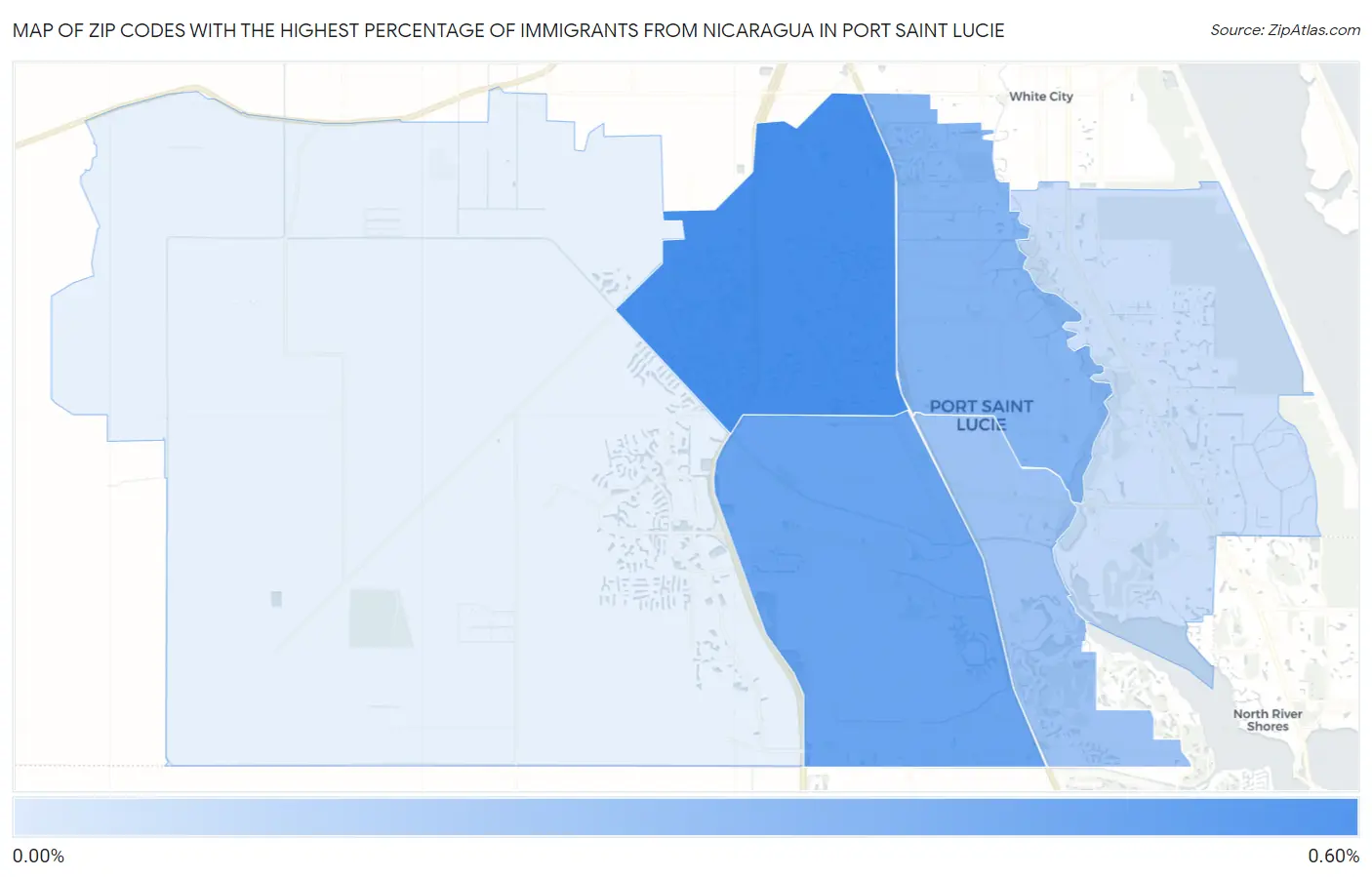 Zip Codes with the Highest Percentage of Immigrants from Nicaragua in Port Saint Lucie Map