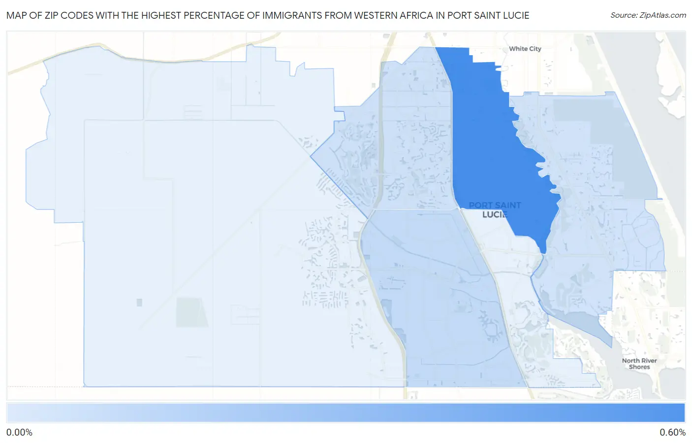 Zip Codes with the Highest Percentage of Immigrants from Western Africa in Port Saint Lucie Map