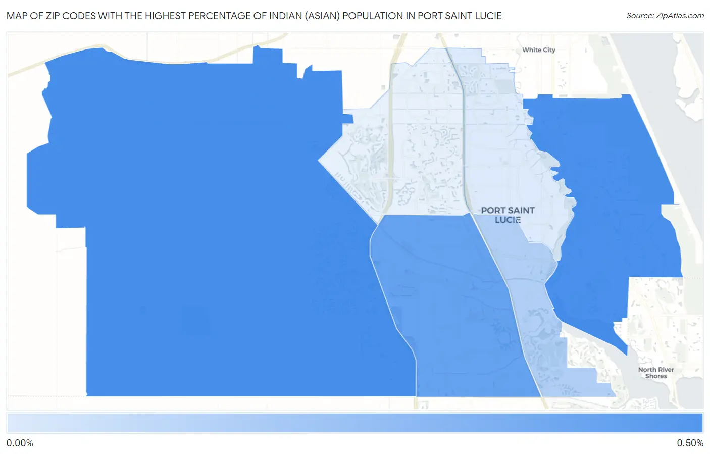 Zip Codes with the Highest Percentage of Indian (Asian) Population in Port Saint Lucie Map