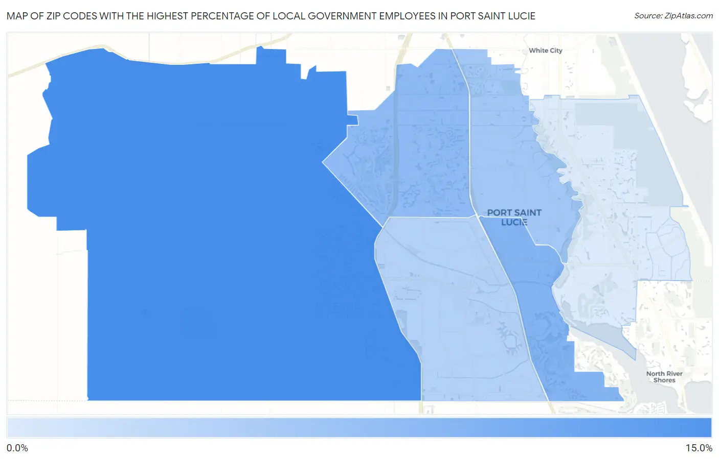 Zip Codes with the Highest Percentage of Local Government Employees in Port Saint Lucie Map
