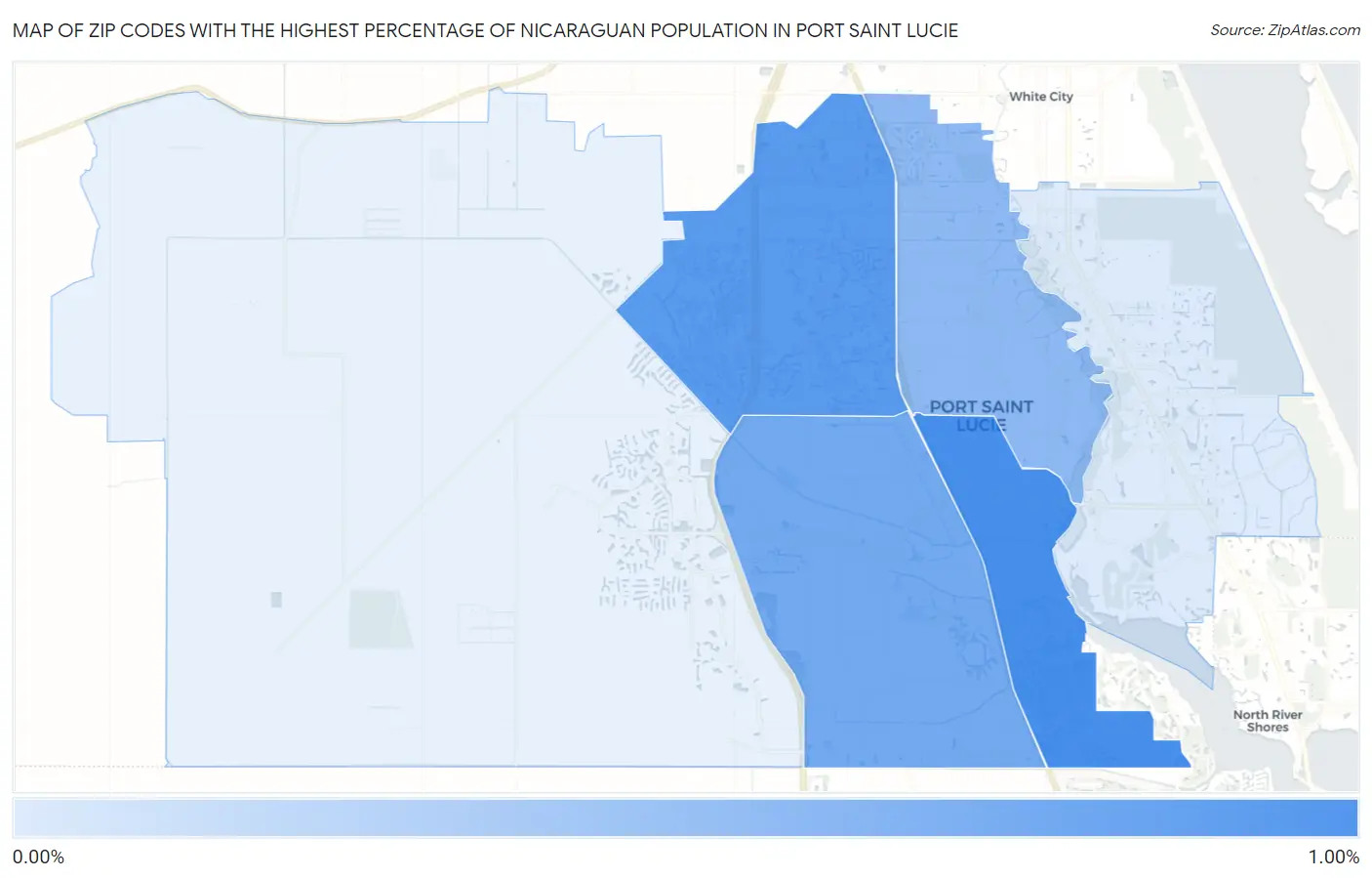 Zip Codes with the Highest Percentage of Nicaraguan Population in Port Saint Lucie Map