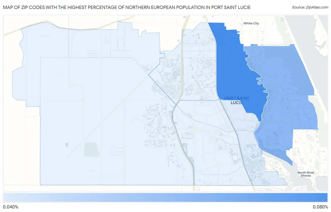 Zip Codes with the Highest Percentage of Northern European Population in Port Saint Lucie Map