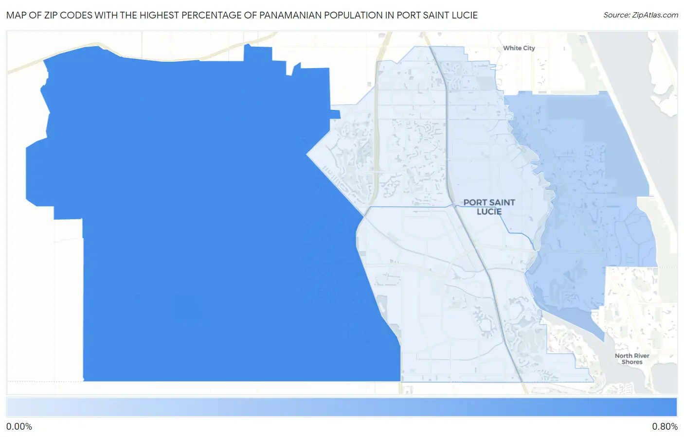Zip Codes with the Highest Percentage of Panamanian Population in Port Saint Lucie Map