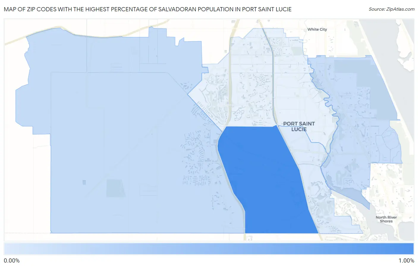 Zip Codes with the Highest Percentage of Salvadoran Population in Port Saint Lucie Map