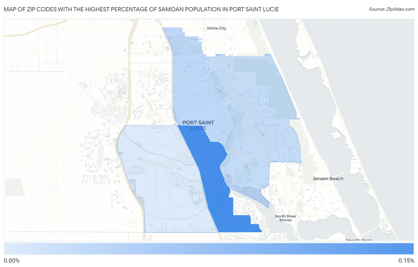 Zip Codes with the Highest Percentage of Samoan Population in Port Saint Lucie Map