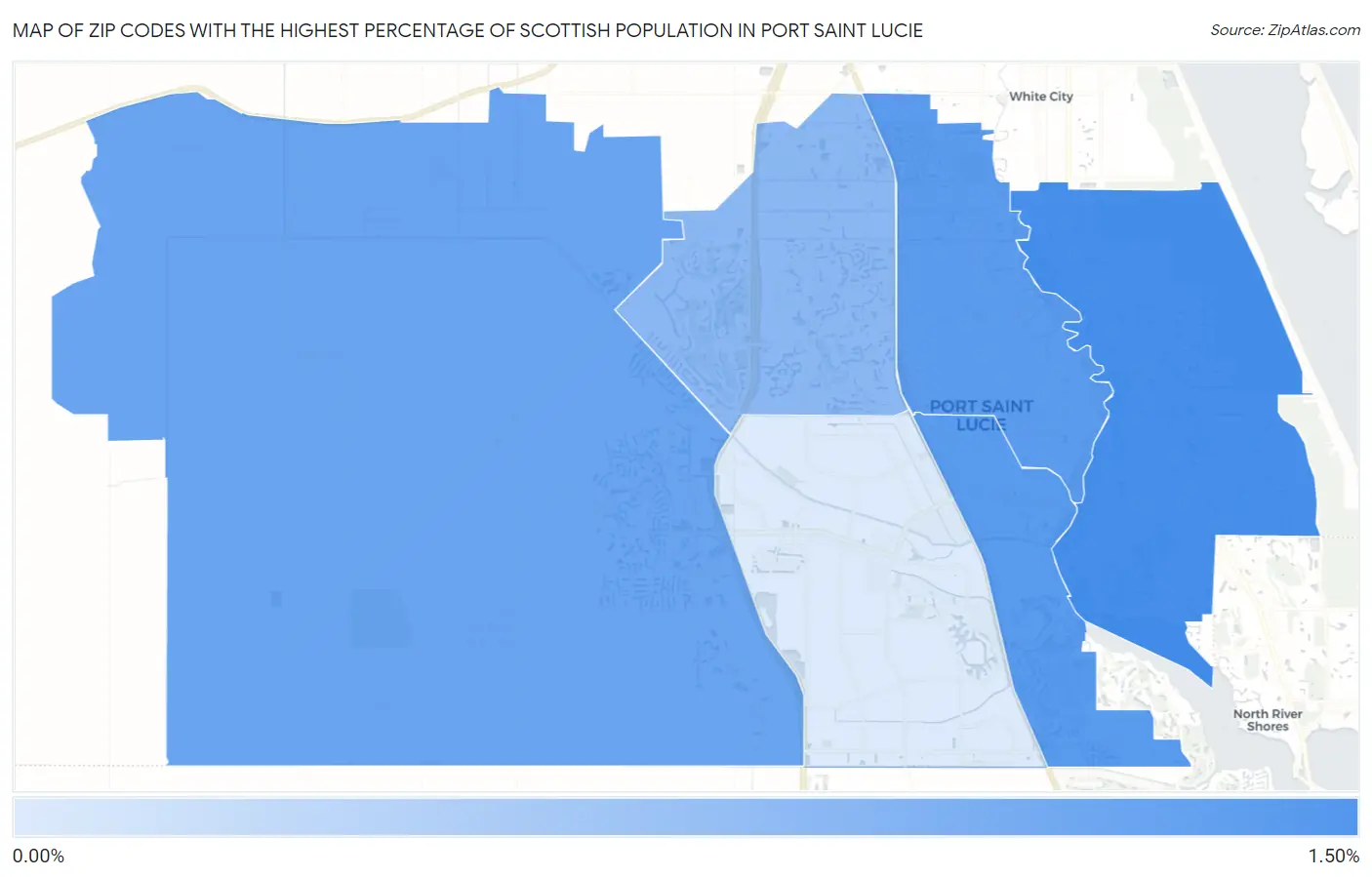 Zip Codes with the Highest Percentage of Scottish Population in Port Saint Lucie Map