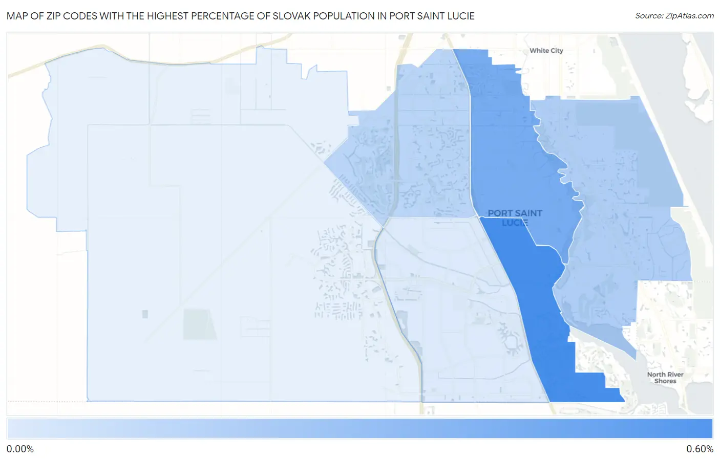 Zip Codes with the Highest Percentage of Slovak Population in Port Saint Lucie Map