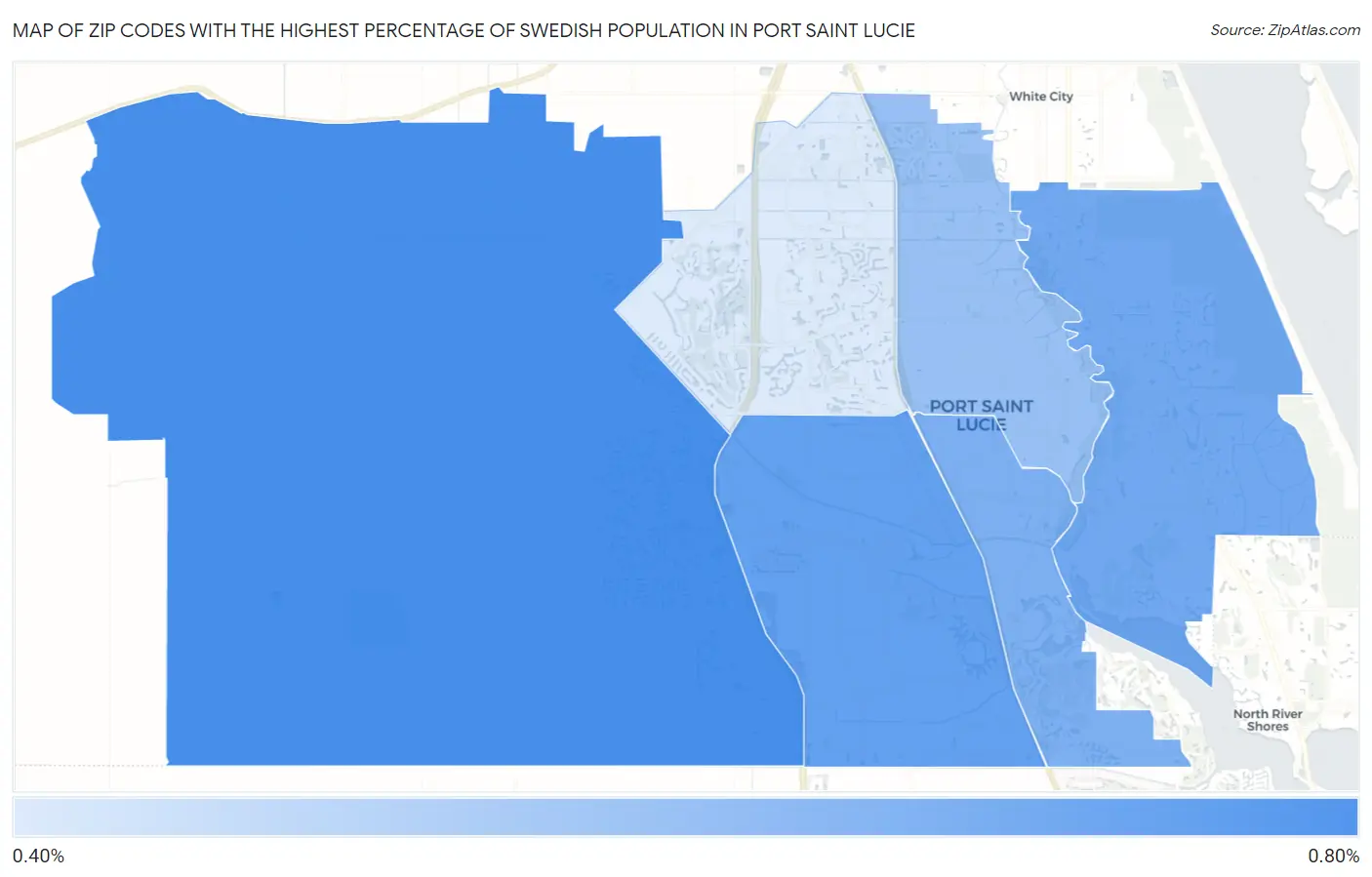 Zip Codes with the Highest Percentage of Swedish Population in Port Saint Lucie Map