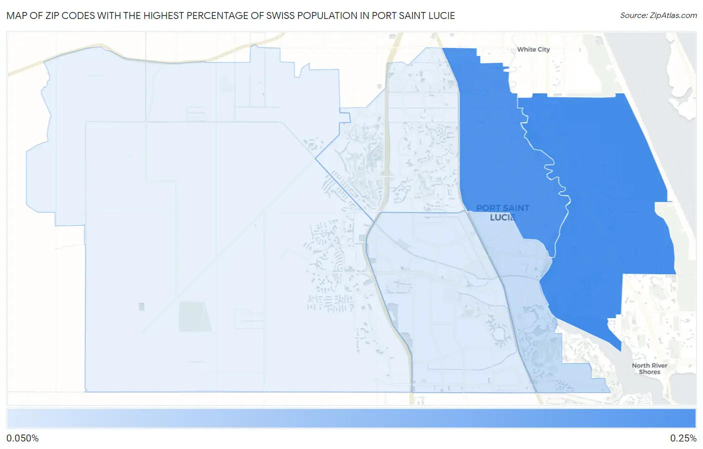Zip Codes with the Highest Percentage of Swiss Population in Port Saint Lucie Map