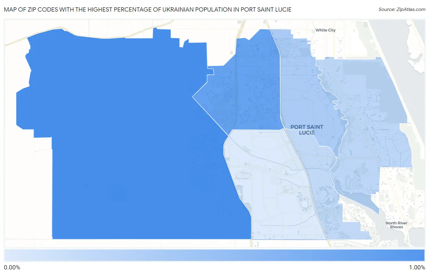 Zip Codes with the Highest Percentage of Ukrainian Population in Port Saint Lucie Map