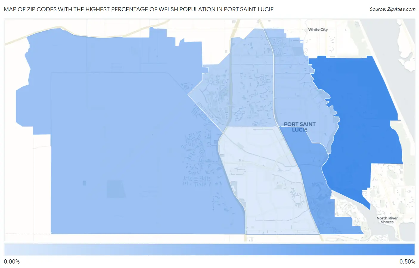 Zip Codes with the Highest Percentage of Welsh Population in Port Saint Lucie Map