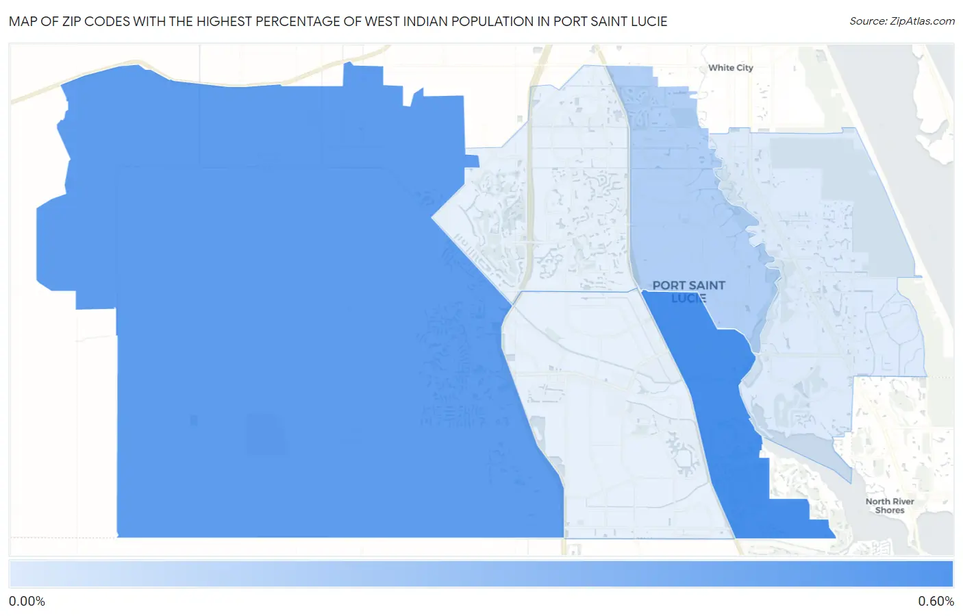 Zip Codes with the Highest Percentage of West Indian Population in Port Saint Lucie Map