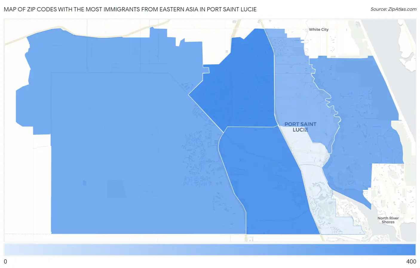 Zip Codes with the Most Immigrants from Eastern Asia in Port Saint Lucie Map