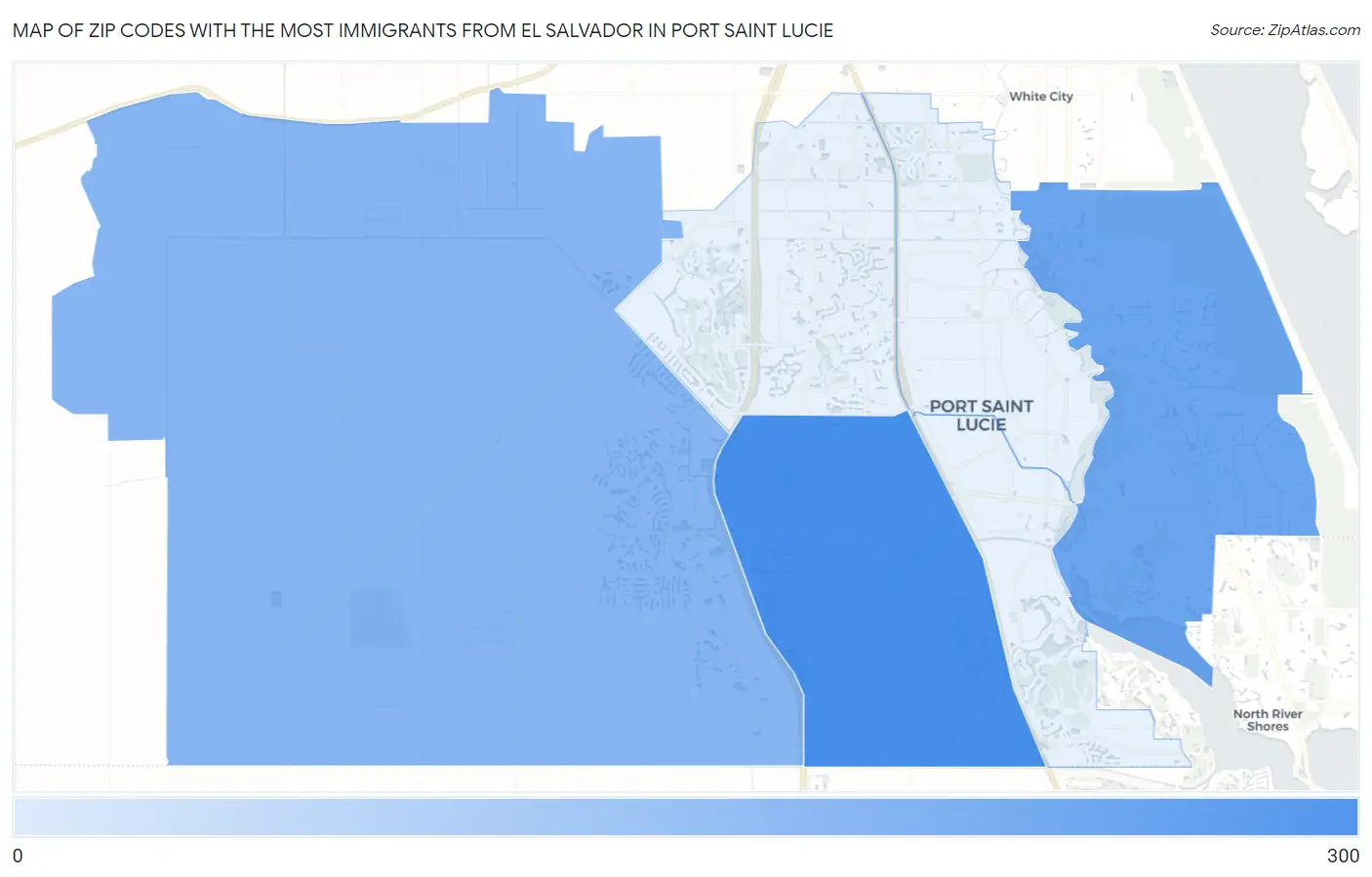 Zip Codes with the Most Immigrants from El Salvador in Port Saint Lucie Map