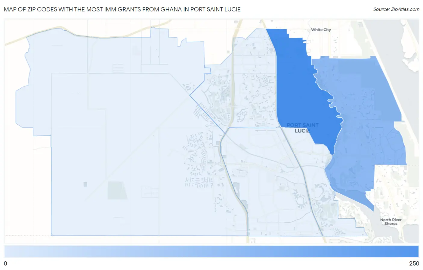 Zip Codes with the Most Immigrants from Ghana in Port Saint Lucie Map